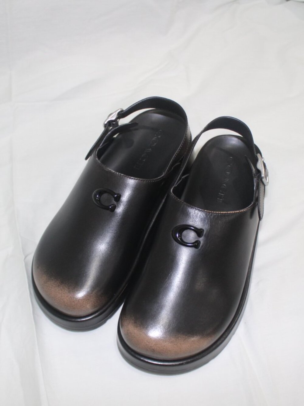 Coach Womens Clog size 7 Sculpted C Loved Leather Platform Brown
